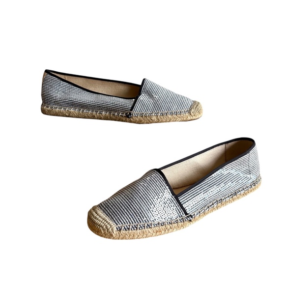 Franco Sarto Women's Size 11 Espadrille Flats Sequin Striped Slip On Shoes - Picture 1 of 13